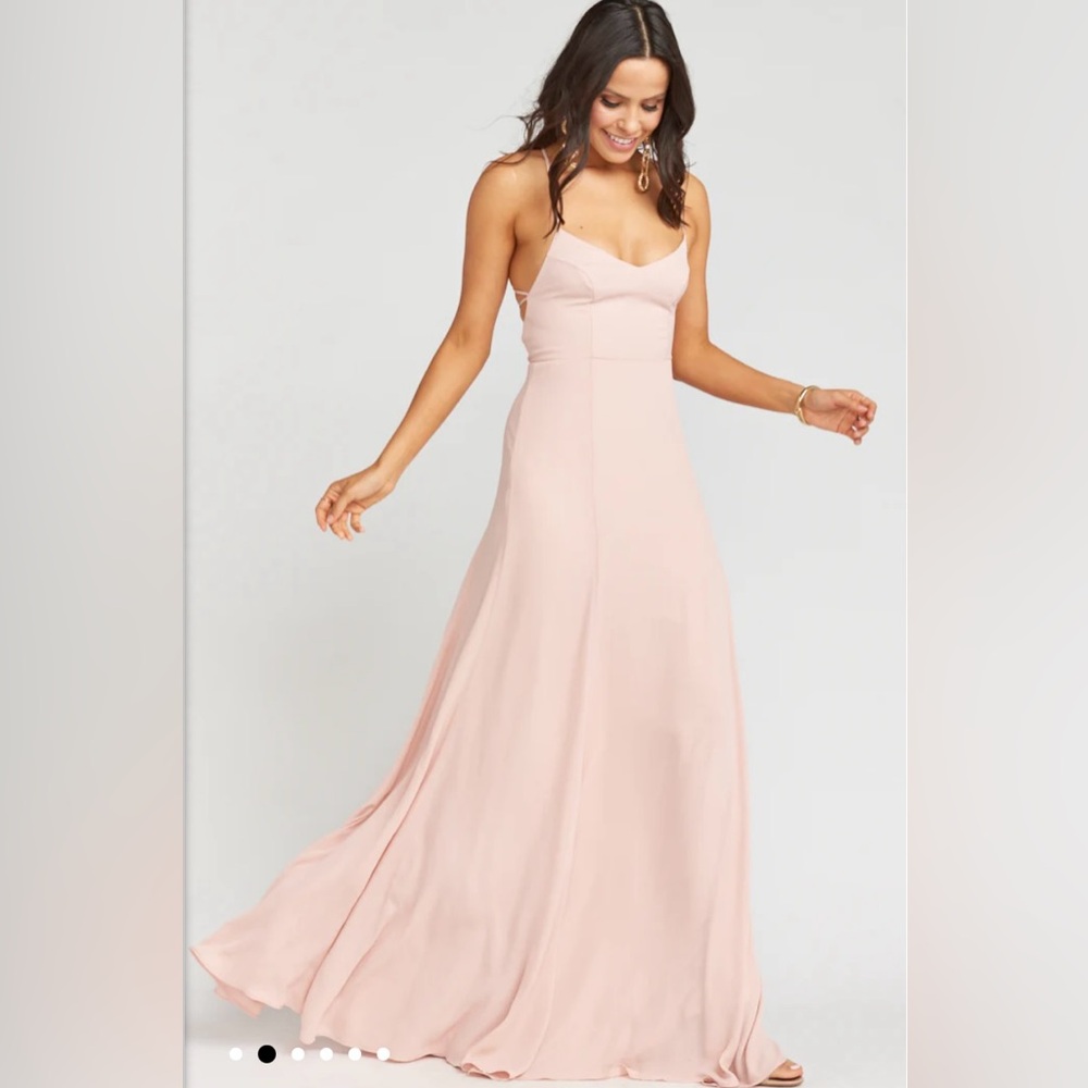 Show me your mumu godshaw goddess dress in dusty blush crisp size large